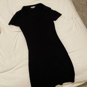 Black collard mini black dress